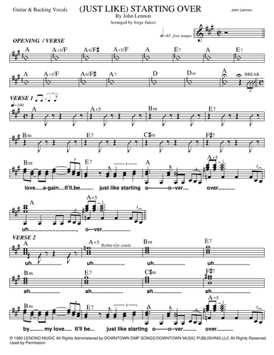 (just Like) Starting Over (arr. Jorge Juárez)