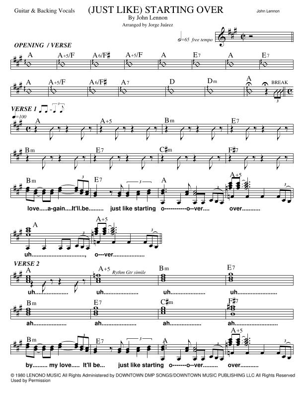 (just Like) Starting Over (arr. Jorge Juárez)