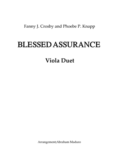 Blessed Assurance Viola Duet (arr. Abraham Maduro)