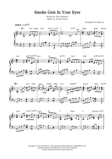 Smoke Gets In Your Eyes (arr. Pianeco)