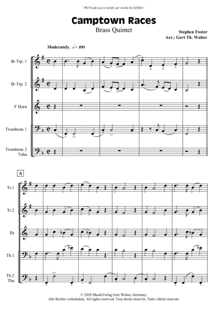 Camptown Races (arr. Gert Th. Walter)