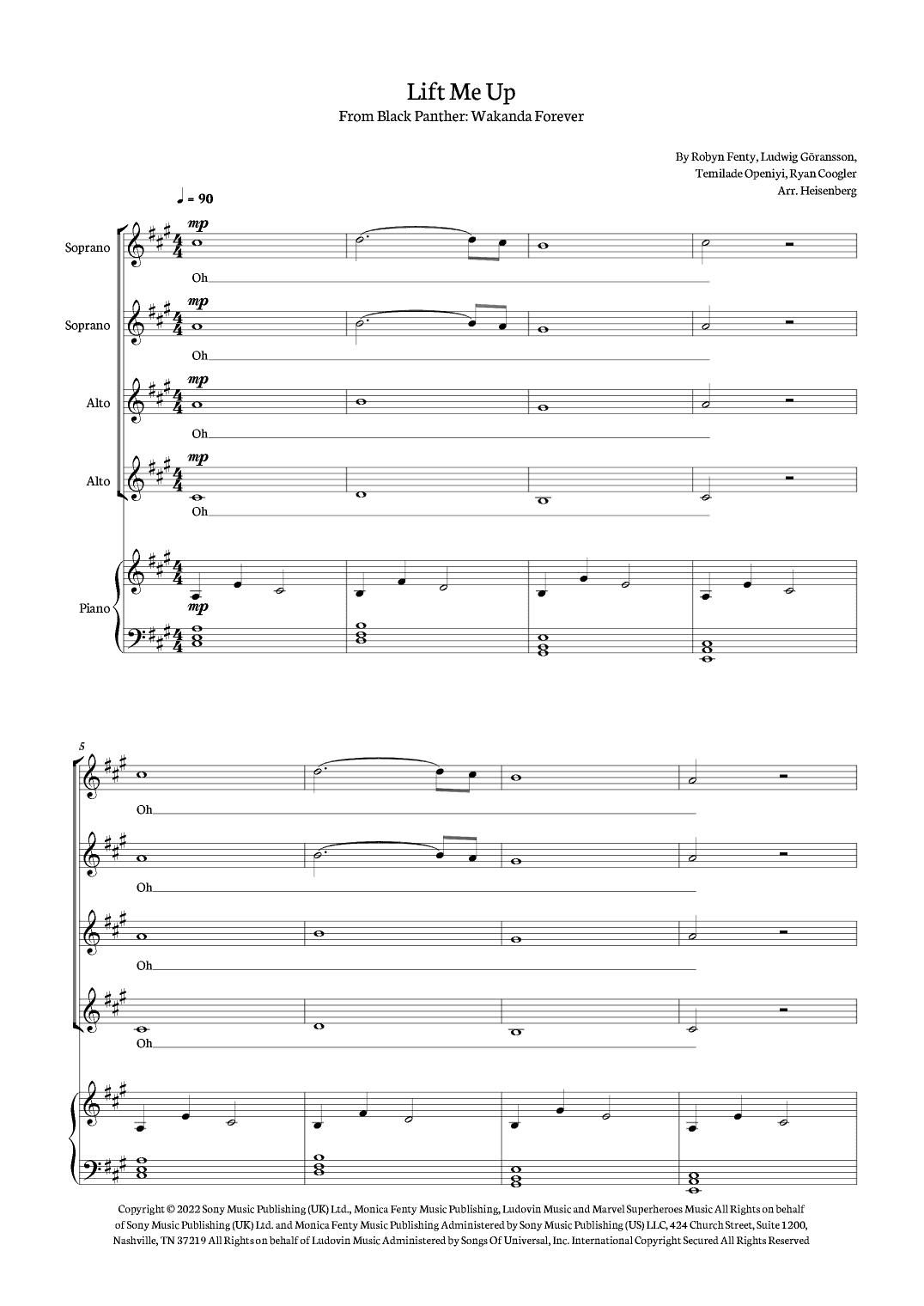 Lift Me Up (arr. Heisenberg)