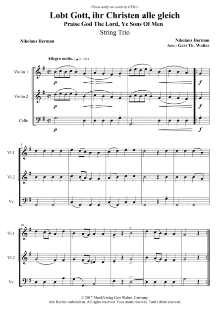 Praise God The Lord, Ye Sons Of Men (arr. Gert Th. Walter)