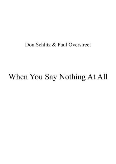 When You Say Nothin At All (arr. John Bass)