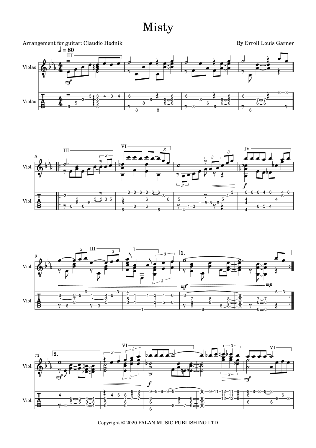 Misty (arr. Claudio Hodnik)