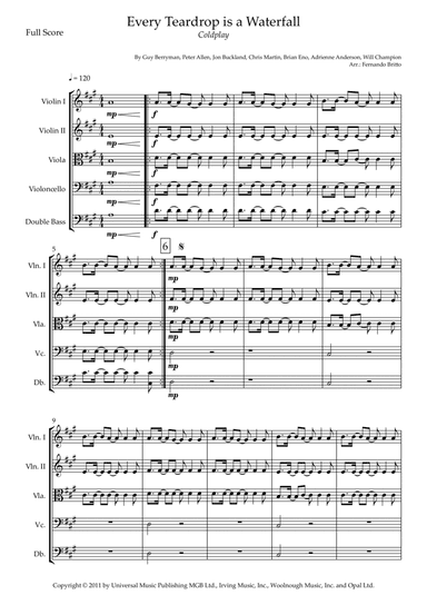 Every Teardrop Is A Waterfall (arr. Fernando Britto)