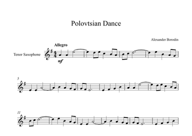 Polovtsian Dance - Alexander Borodin (Tenor Sax) (arr. Digital Book Music)