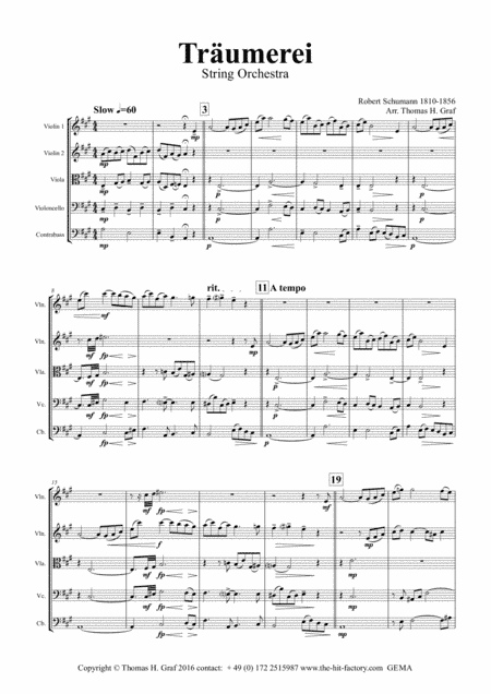 Träumerei - romantic Masterpiece by R.Schumann - String Orchestra - Arrangement: Thomas H. Graf (arr. Thomas H. Graf)