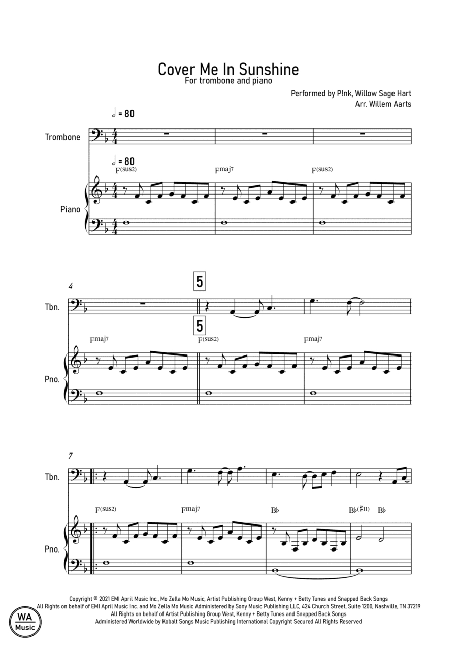 Cover Me In Sunshine (arr. Willem Aarts)