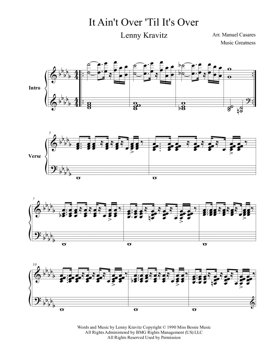 It Ain't Over 'til It's Over (arr. Music Greatness)