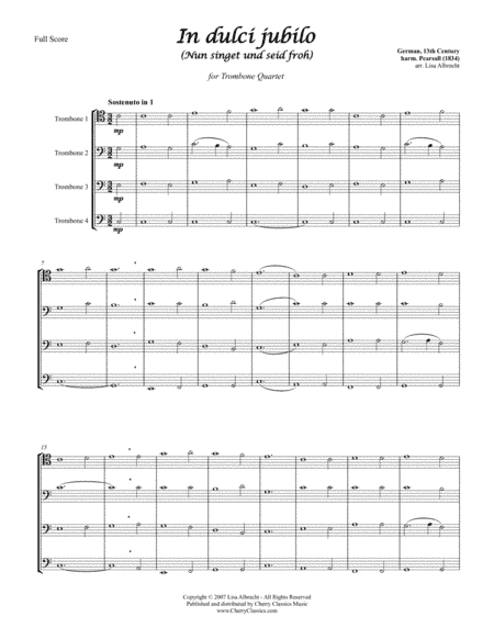 In Dulci Jubilo for Trombone Quartet (arr. Albrecht, Lisa)