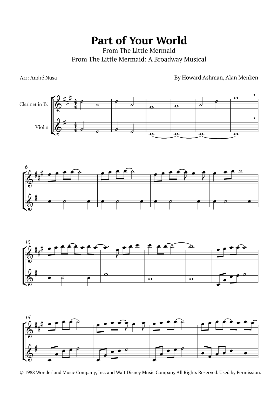 Part Of Your World (arr. André Nusa)