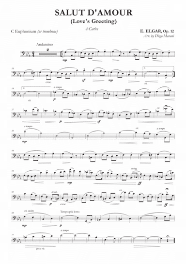 Salut d'Amour (Love's Greeting) for Euphonium or Trombone and Piano (arr. Diego Marani)