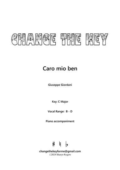 Caro mio ben - C Major (arr. Sharyn Rogers)