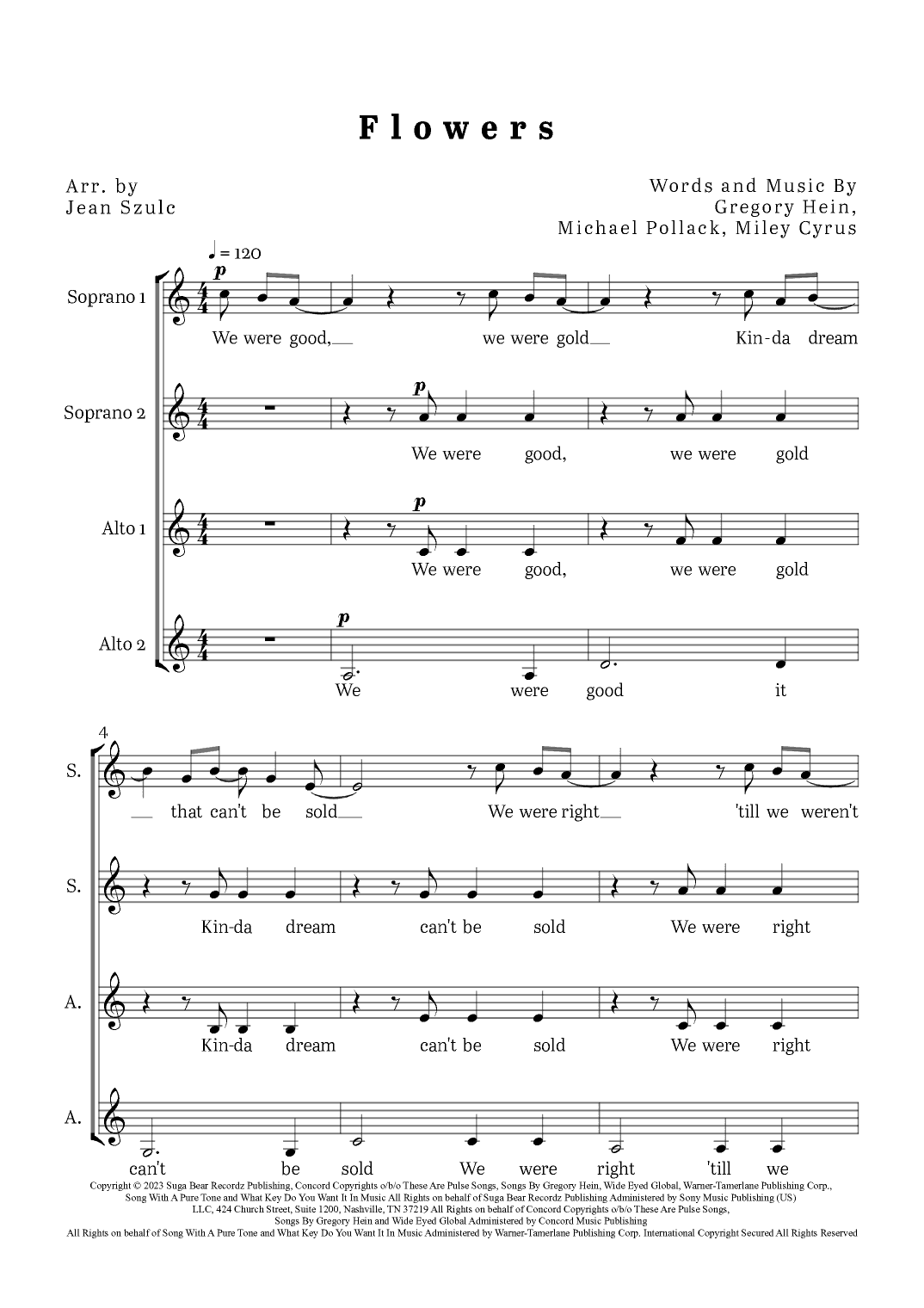 Flowers (arr. Jean Szulc)