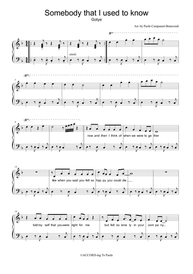 Somebody That I Used To Know (arr. Paolo Campanari Brancondi)