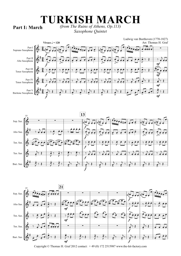 Turkish March & Laendler - Beethoven - Saxophone Quintet (arr. Thomas Graf)