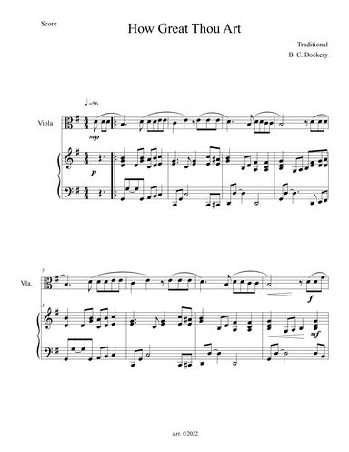 How Great Thou Art (Viola Solo with Piano Accompaniment) (arr. B. C. Dockery)