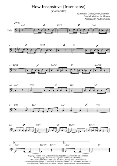 How Insensitive (insensatez) (arr. Andrea Costa)