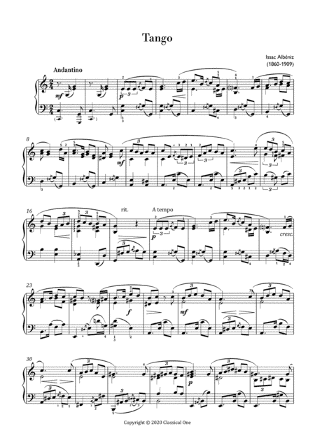 Albeniz - Tango (Easy piano arrangement) (arr. MPS)