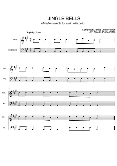 Jingle Bells Violin Cello Easy Version (arr. Smith James)