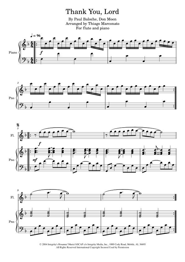 Thank You, Lord (arr. Thiago Marconato)