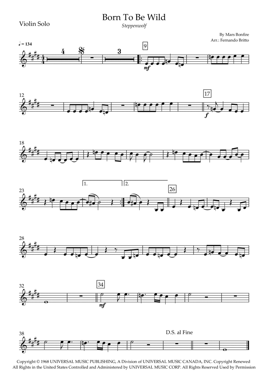 Born To Be Wild (arr. Fernando Britto)