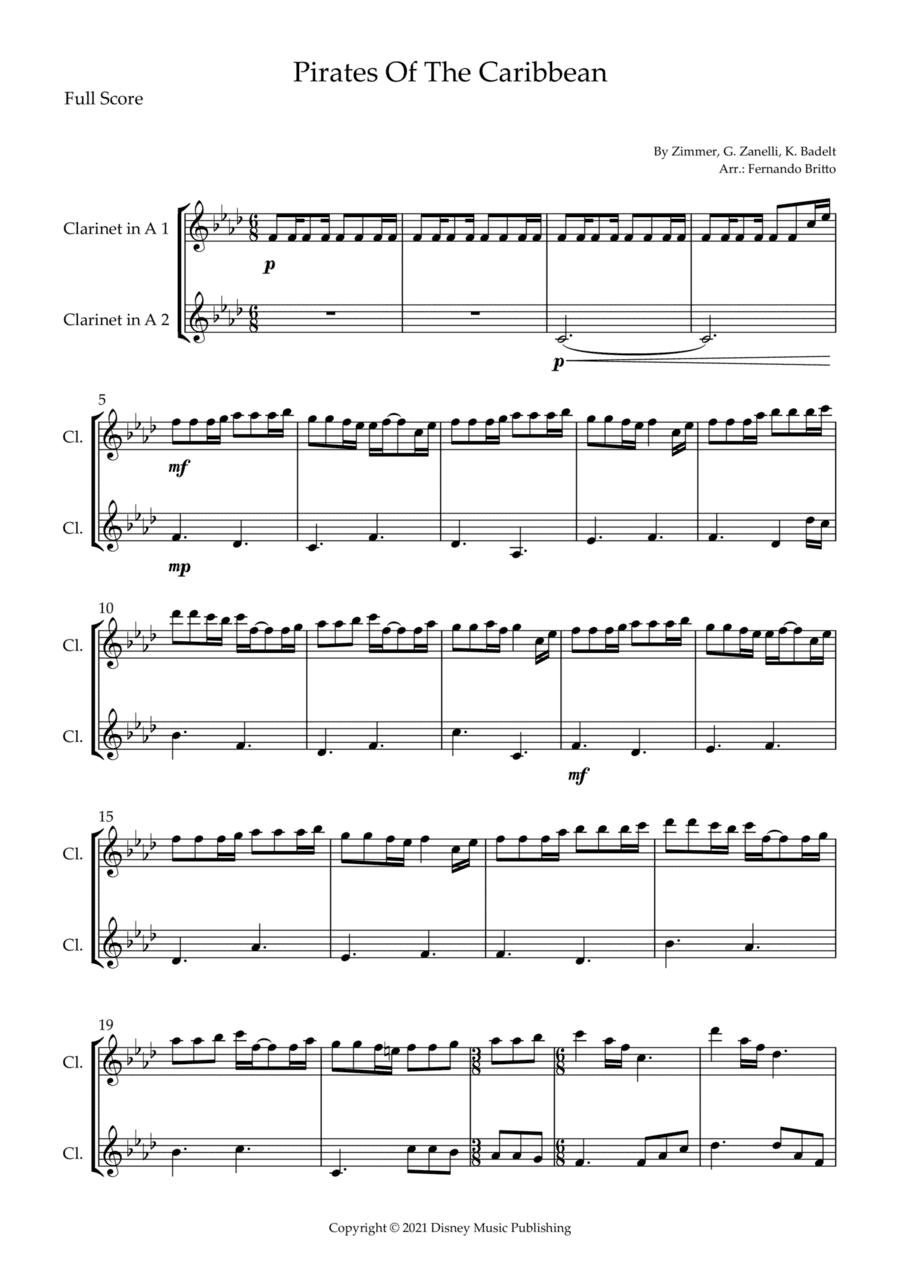 Pirates Of The Caribbean (arr. Fernando Britto)