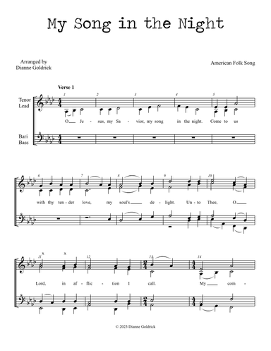 My Song in the Night, SSAA a cappella (arr. Dianne Goldrick)
