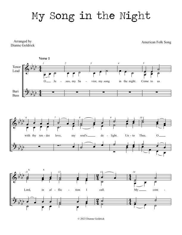 My Song in the Night, SSAA a cappella (arr. Dianne Goldrick)