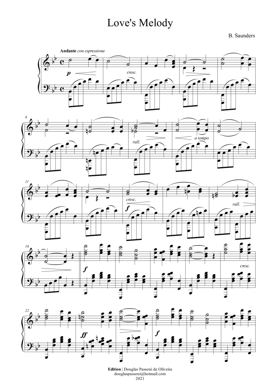 Love's Melody - for piano solo (arr. Passoni Music)