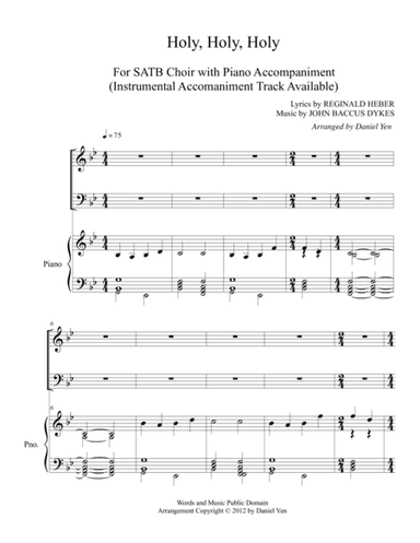 "Holy, Holy, Holy" for SATB choir with Piano Accompaniment (arr. Dreamusik Music Productions)