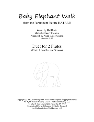 Baby Elephant Walk from the Paramount Picture HATARI! (arr. Anne E. McKennon)