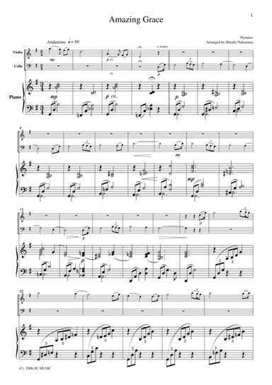 Hymnus  Amazing Grace, for piano trio, PH001 (arr. h)