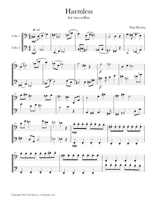 Harmless - for two cellos