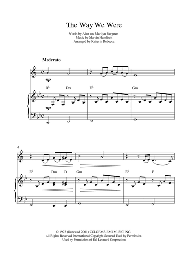 The Way We Were (arr. Kaiserin Rebecca)