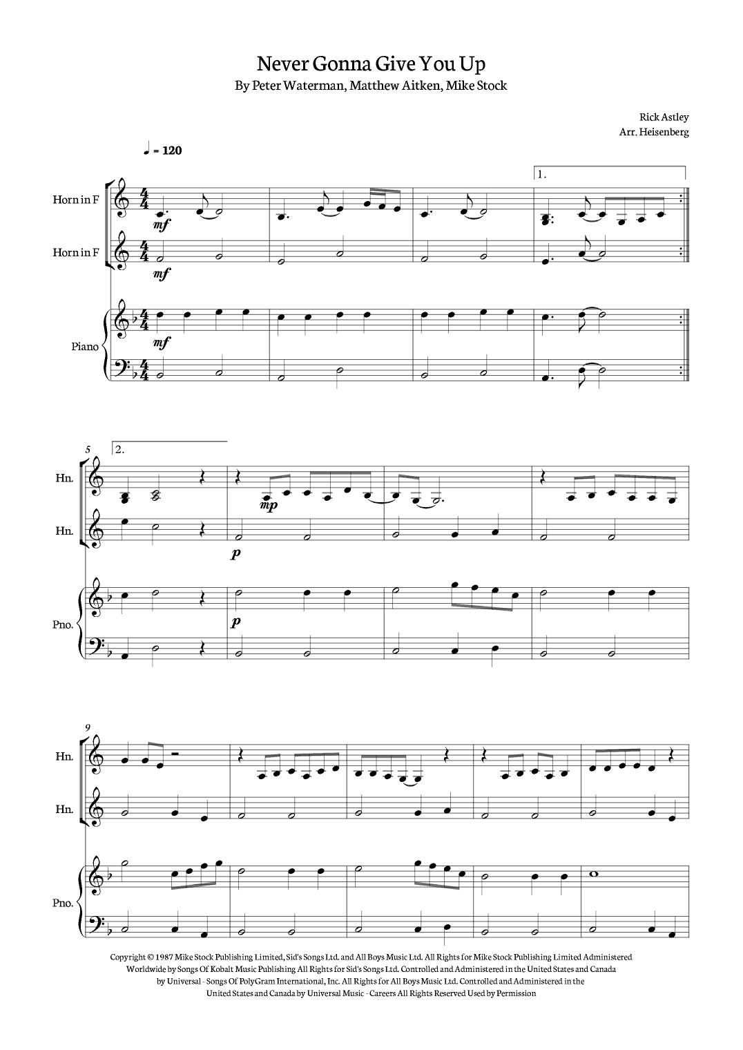 Never Gonna Give You Up (arr. Heisenberg)
