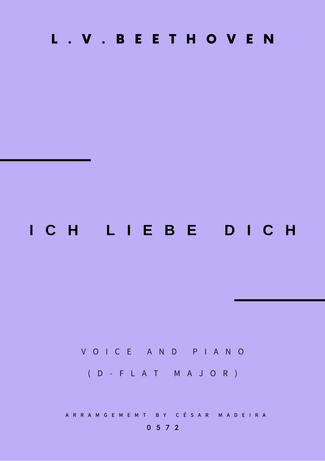 Ich Liebe Dich - Voice and Piano - Db Major (Full Score and Parts) (arr. César Madeira)