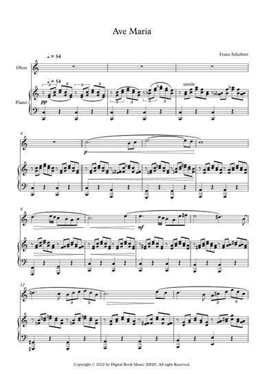 Ave Maria - Franz Schubert (Oboe + Piano) (arr. Digital Book Music)