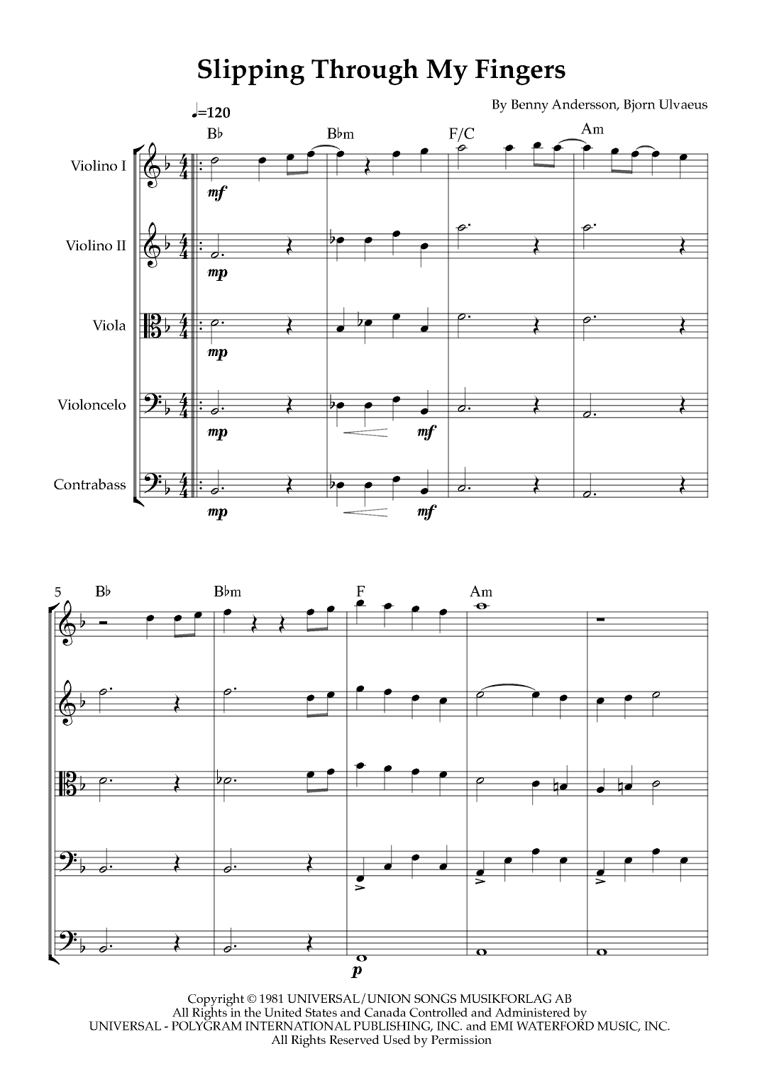 Slipping Through My Fingers (arr. Karen Gueiros)