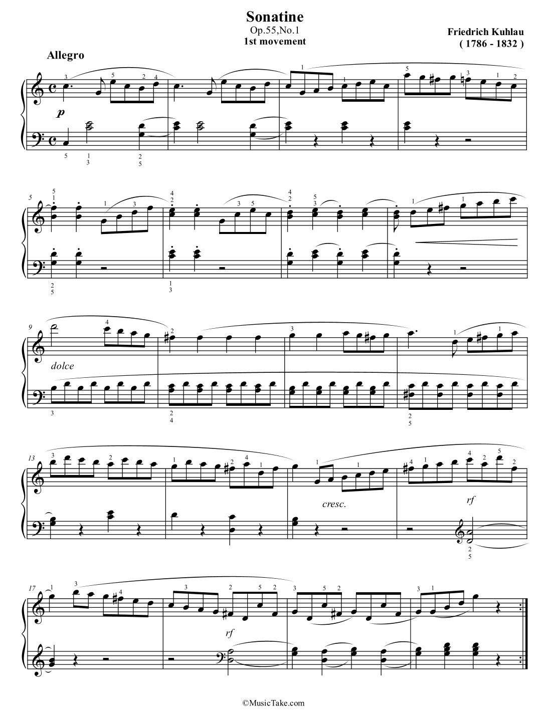 Kuhlau Sonatina in C Major Op.55 No.1 (1st movement) (arr. Ben Choupak)