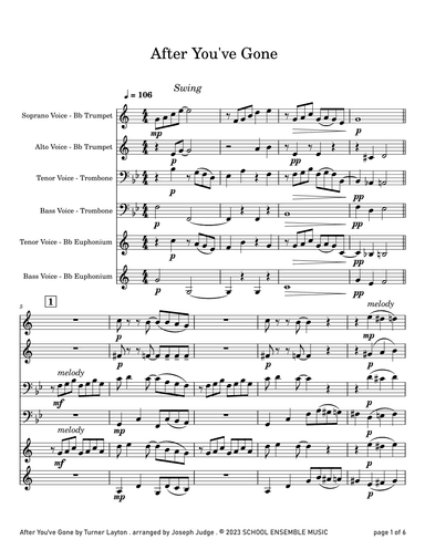 After You've Gone by Layton for Brass Quartet in Schools (arr. Joseph Judge)