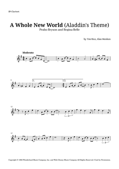 A Whole New World (aladdin's Theme) (arr. Langanho)