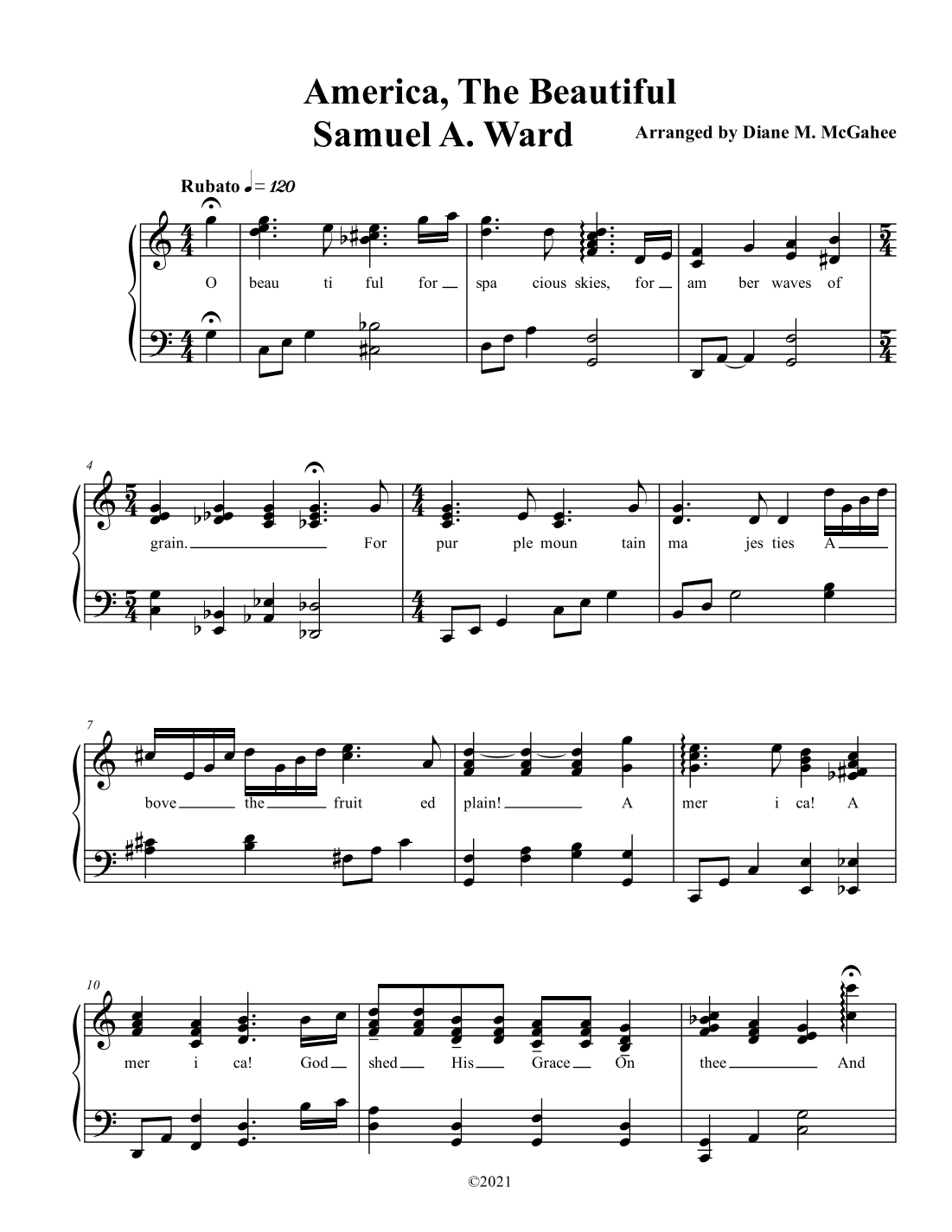 America The Beautiful (arr. Arranged by Diane M. McGahee)