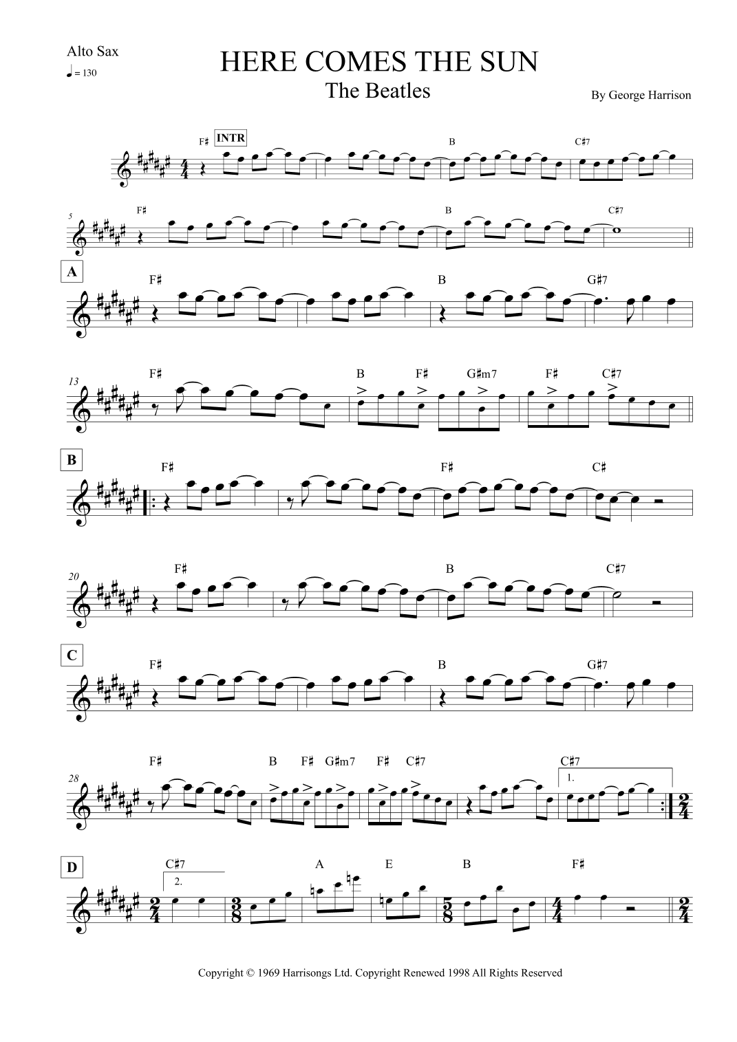 Here Comes The Sun (arr. Leo Silva)