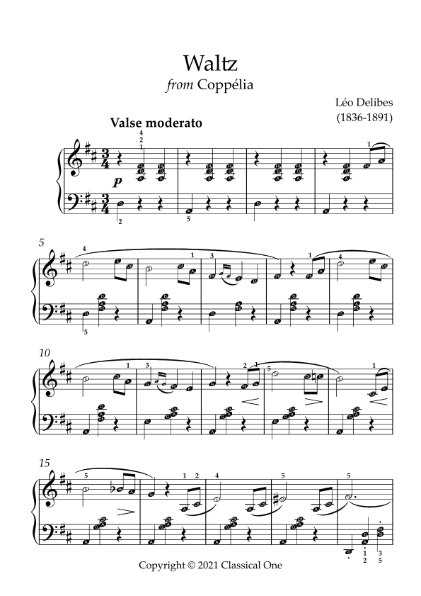 Delibes - Waltz from Coppelia(With Note name) (arr. MPS)