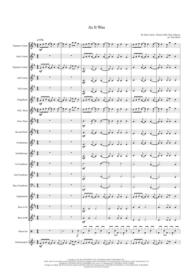 As It Was (arr. Nick Birch)