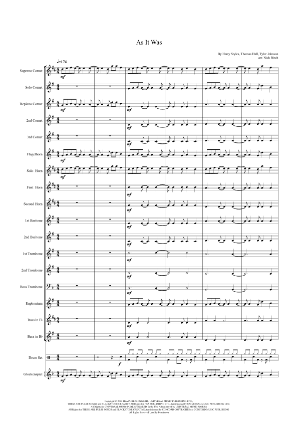 As It Was (arr. Nick Birch)