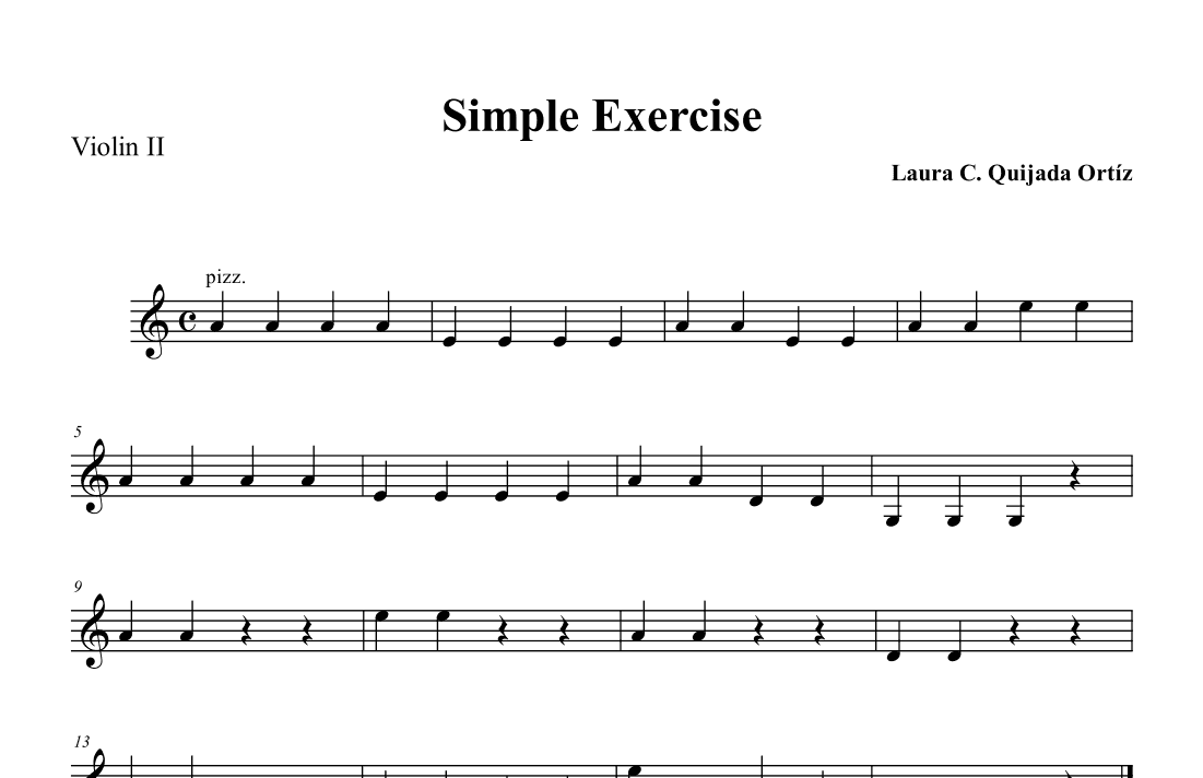 Simple Exercise for string orchestra. Open strings and first finger. VIOLIN II PART.