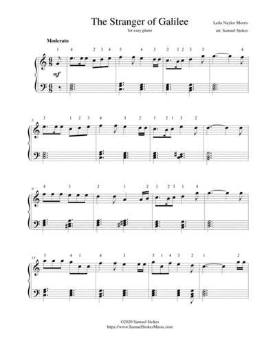 The Stranger of Galilee - for easy piano (arr. Samuel Stokes)